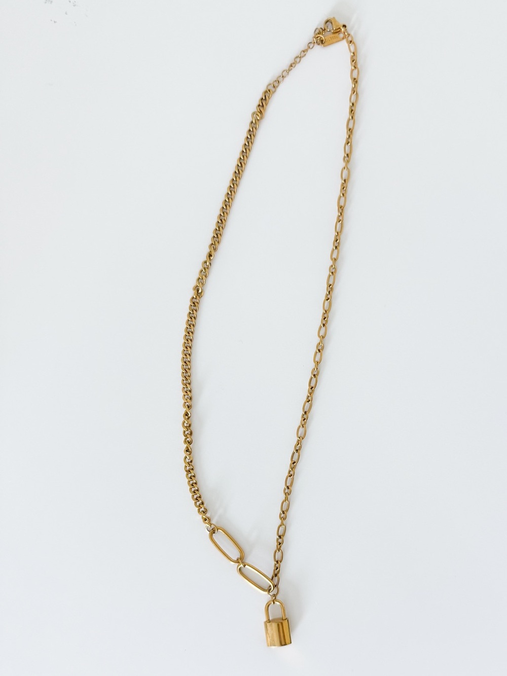 Gold Padlock Pendant Necklace - Women Jewelry
